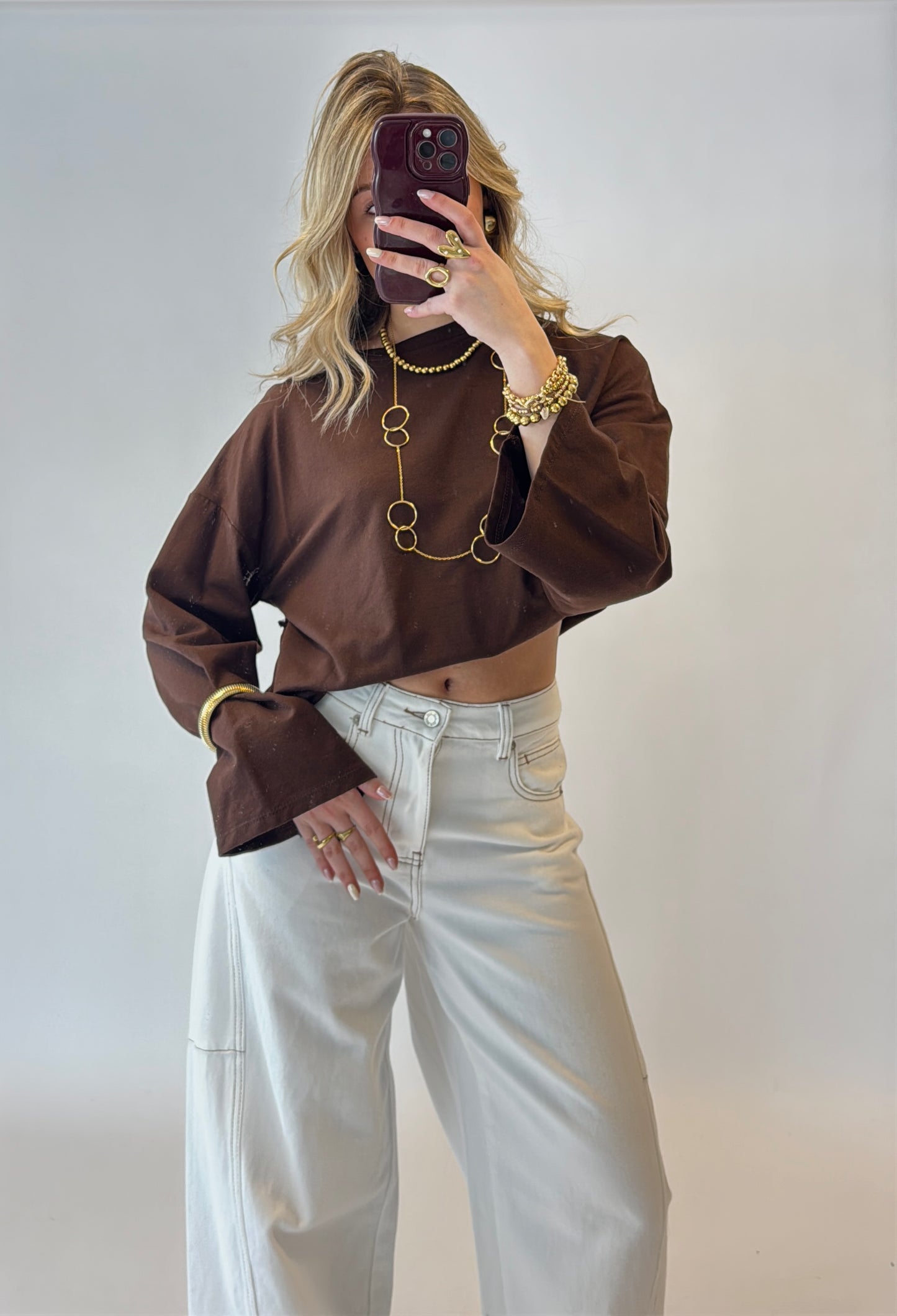 Lana longsleeve top - bruin