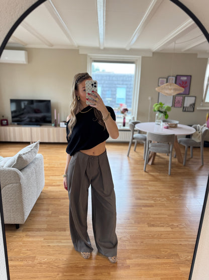 Niene wide leg pantalon - bruin