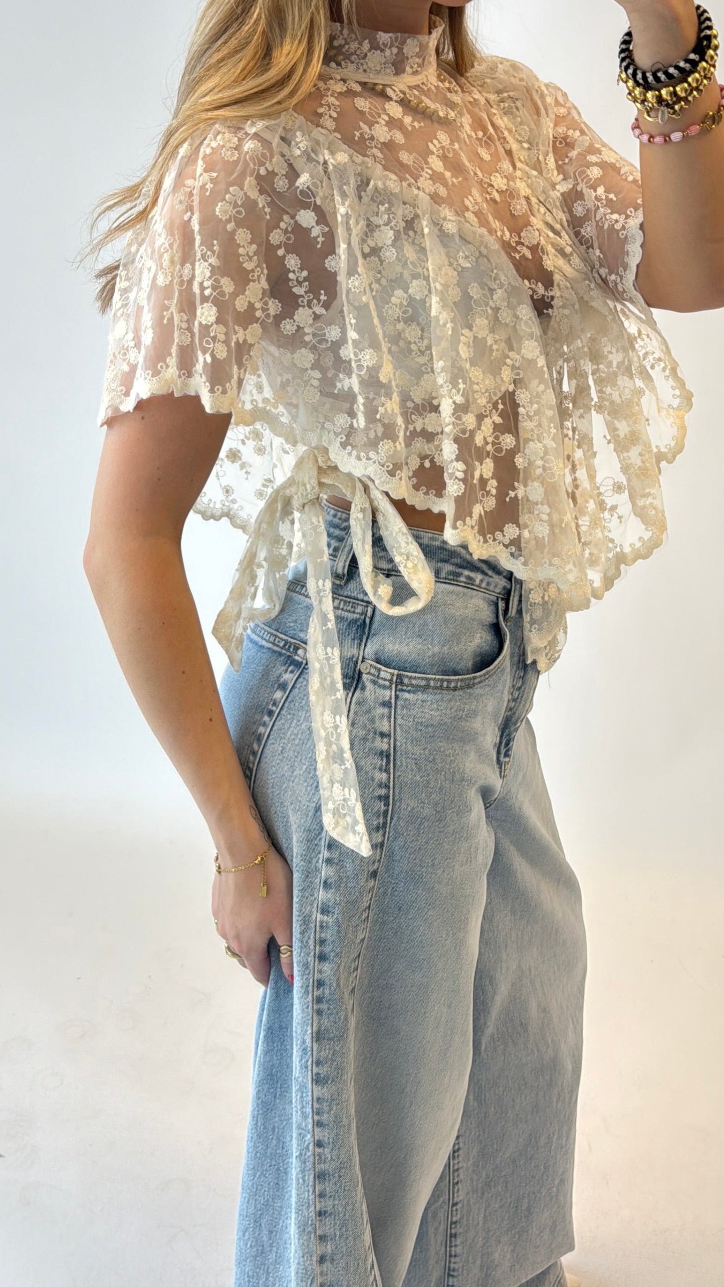 Mare kanten top - beige