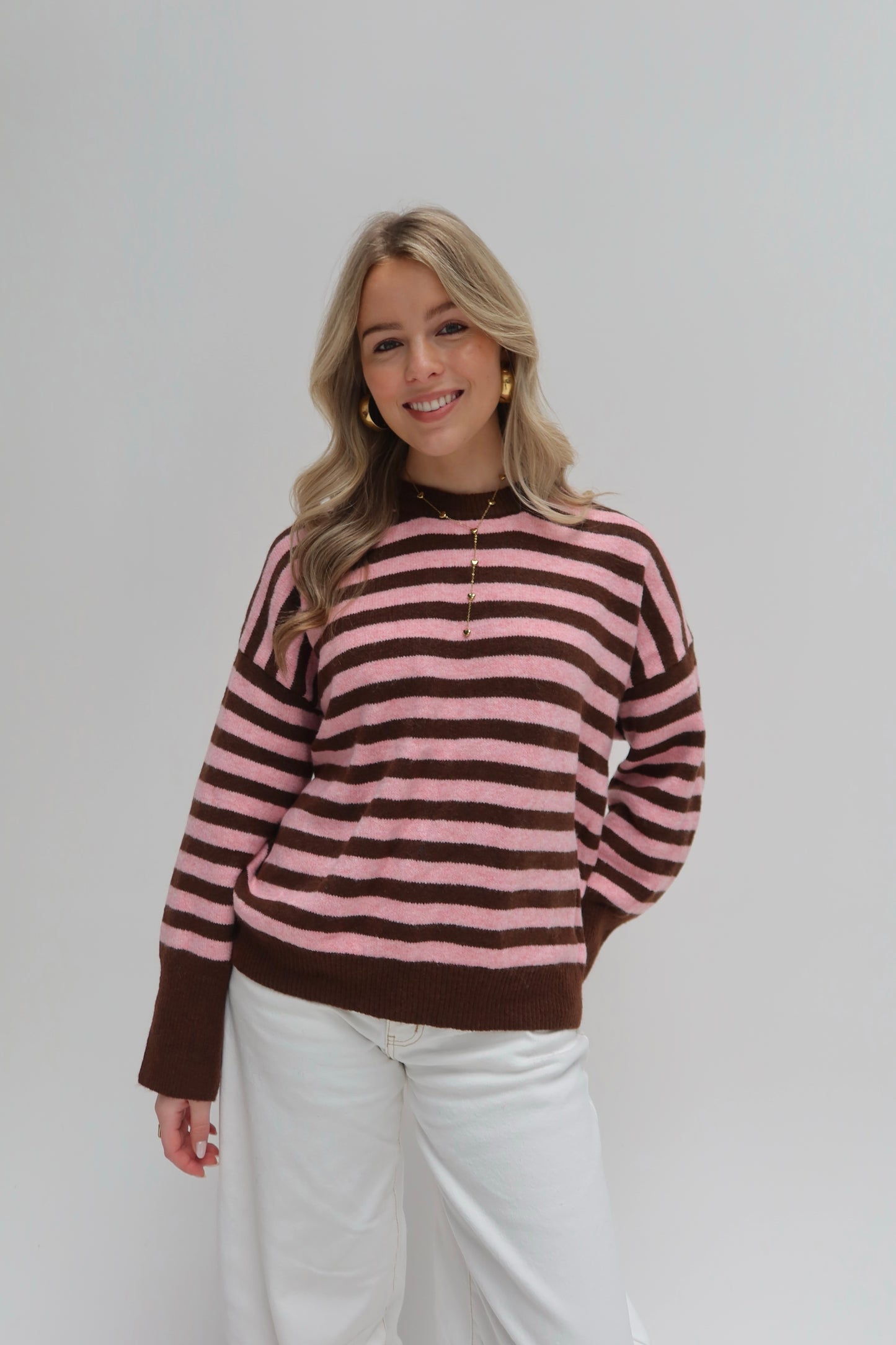 Rosalie striped knit - roze/bruin