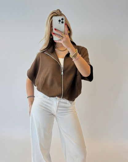 Emie zip top - bruin