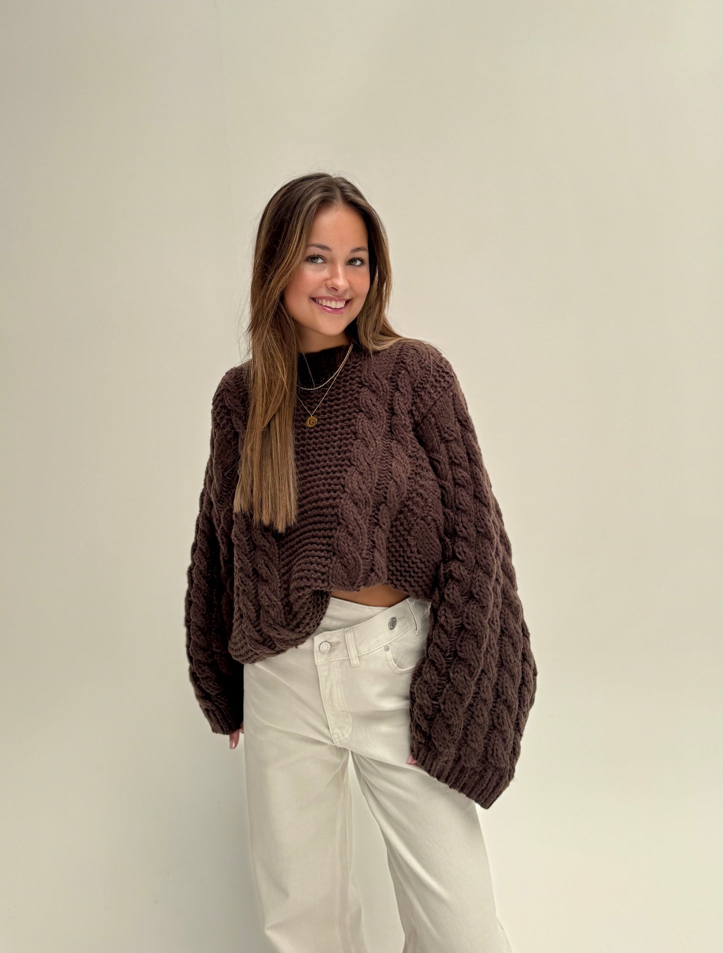 Lauren kabel knit - bruin