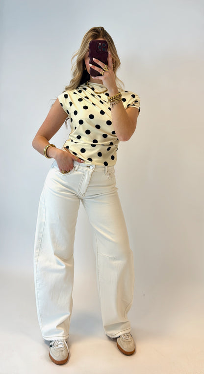 Lottie polka dot top - butteryellow