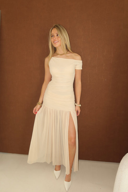 Amour mesh maxi dress - butteryellow