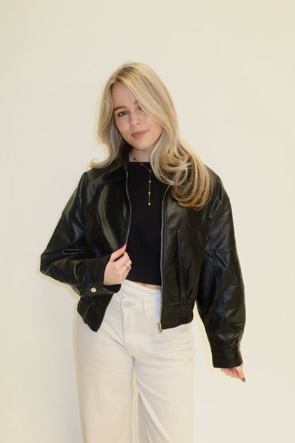 Leatherlook jacket zwart