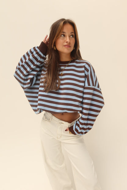 Cozy striped sweater - blauw