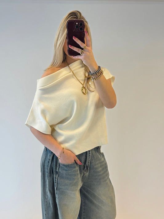 Cassie offshoulder top - beige