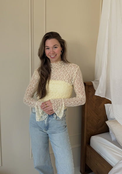 Nové lace top - yellow