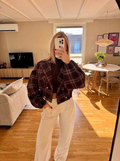 Checkered cropped jacket - bruin