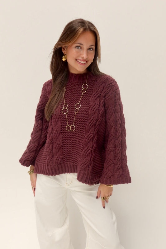 Joy kabelknit - bordeaux