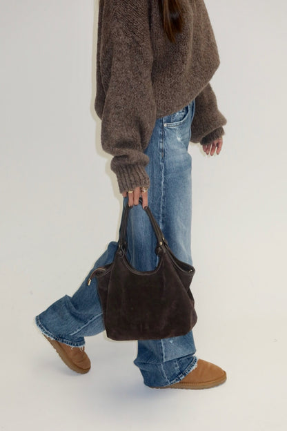 Suede soft bag - brown
