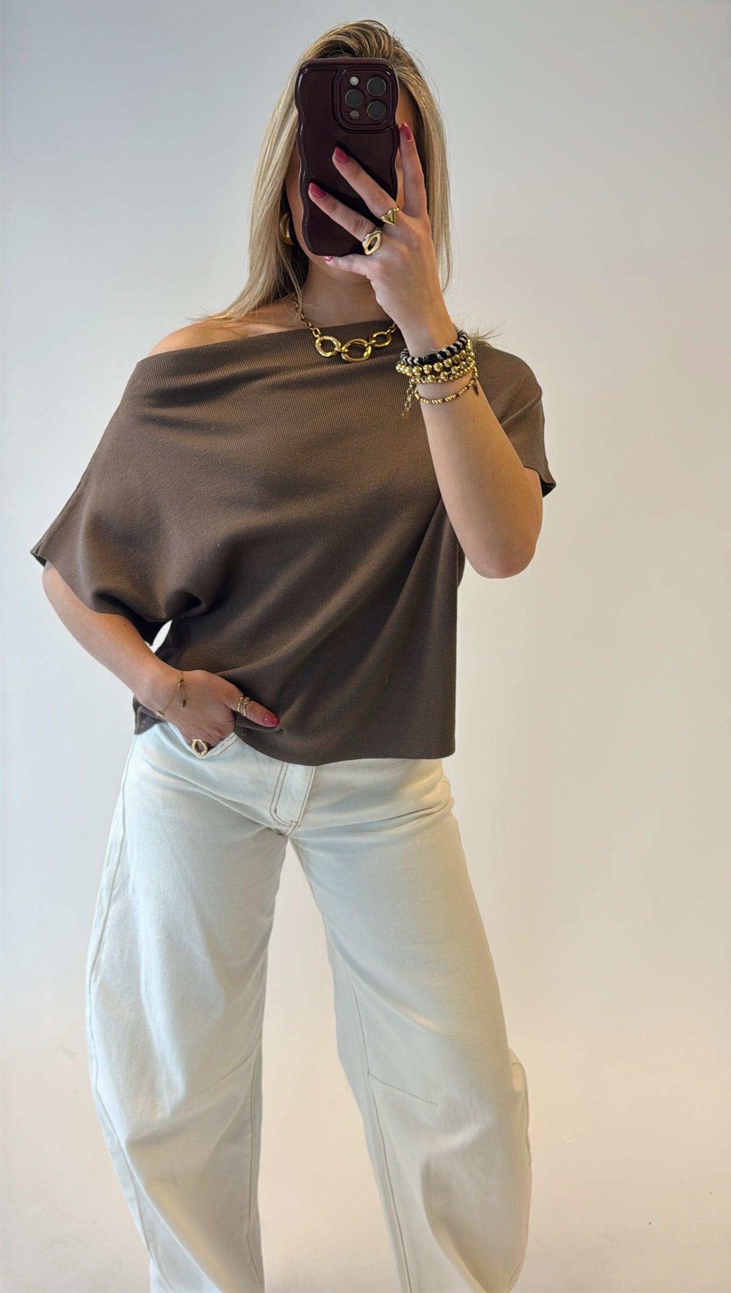Cassie offshoulder top - bruin