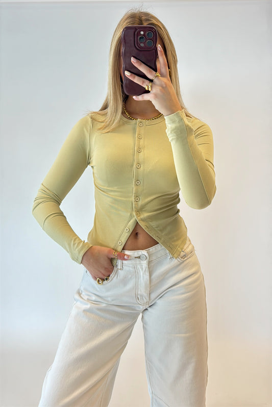 Molly button top - limegroen