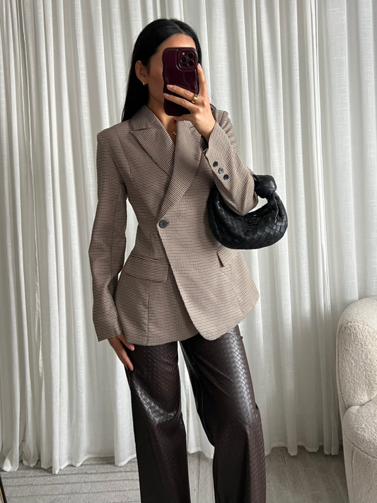 getailleerde blazer geruit - bruin