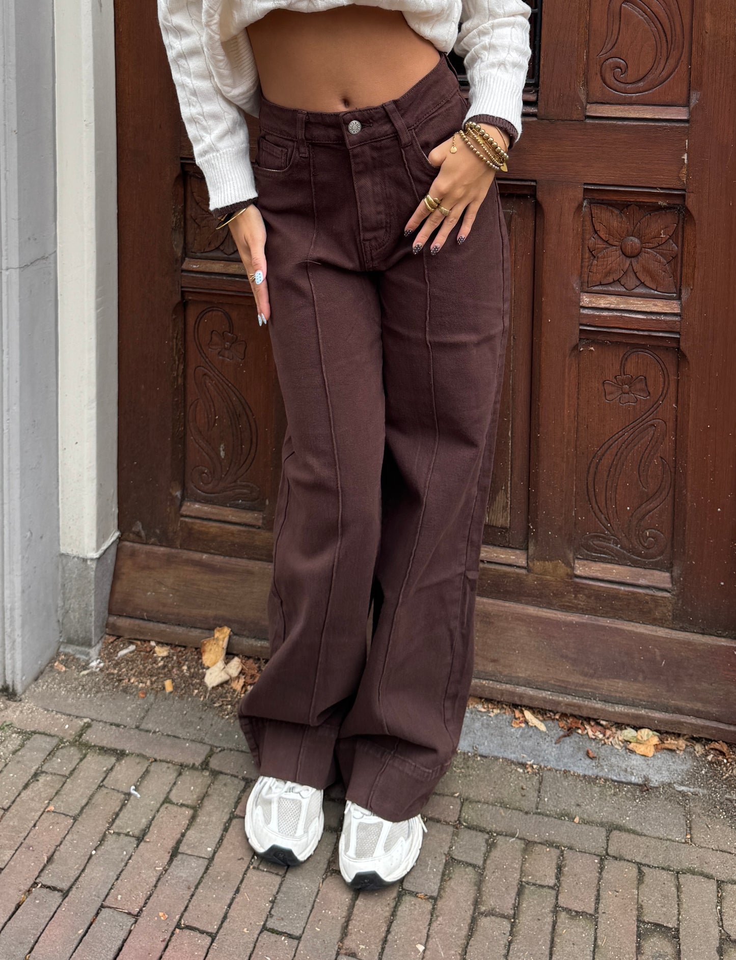 Wide leg jeans redial - bruin