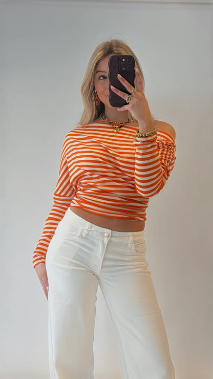 Madison striped top - oranje