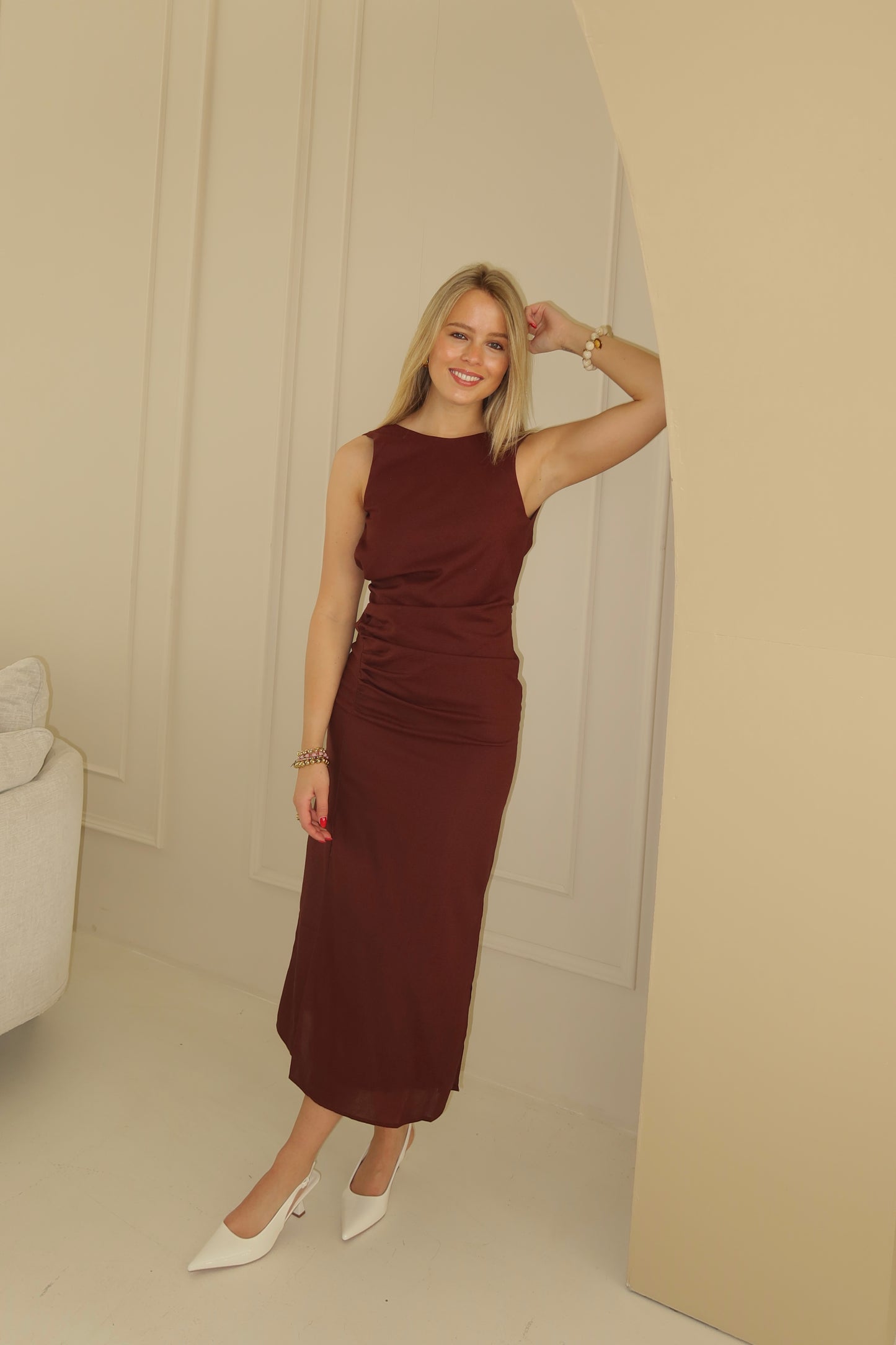 Claire midi dress - bruin