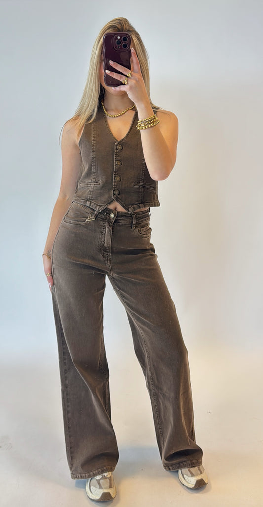 Chloe wide leg jeans - bruin