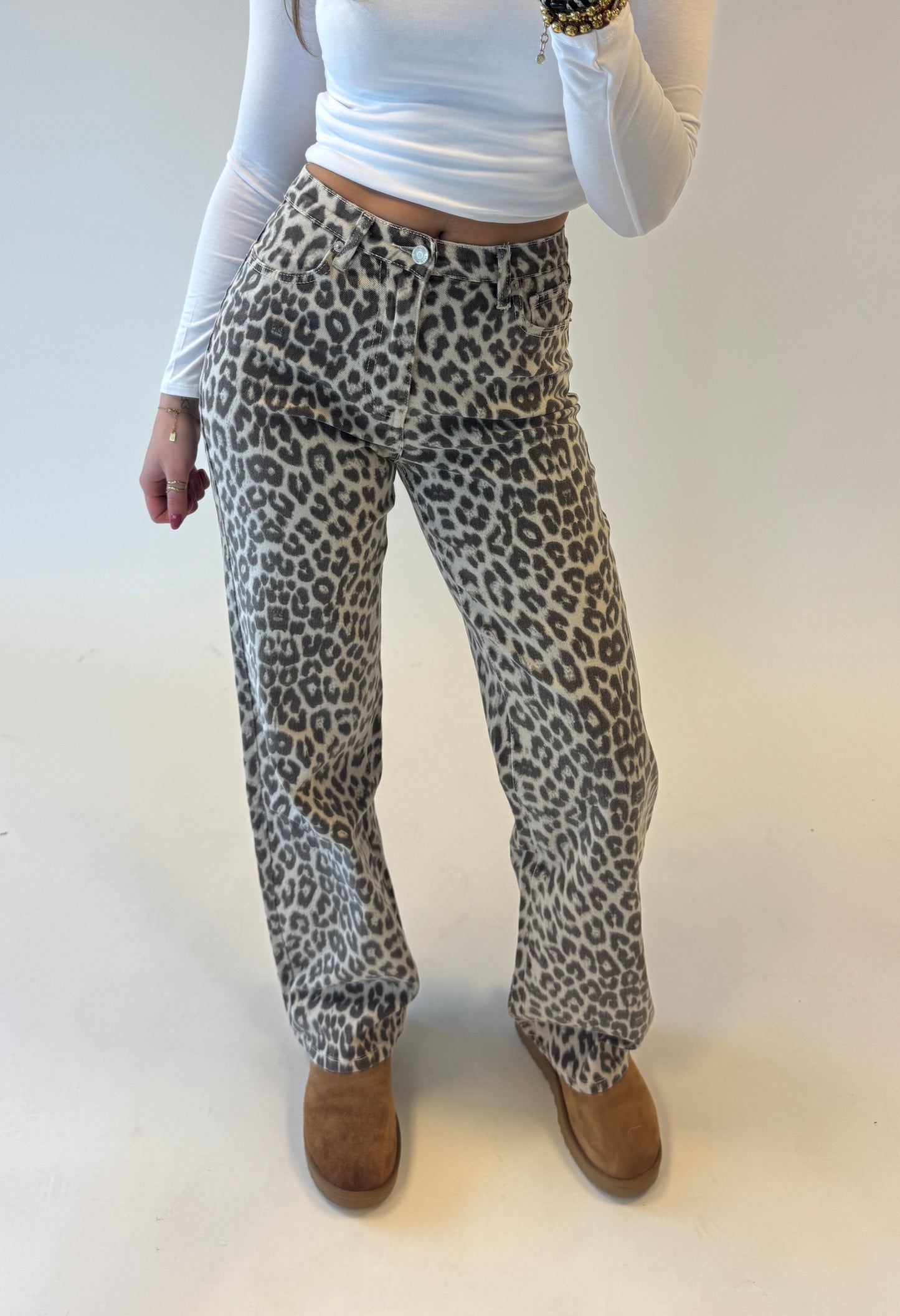 Leopard straight leg jeans - redial