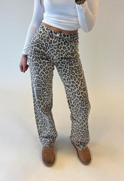 Leopard straight leg jeans - redial