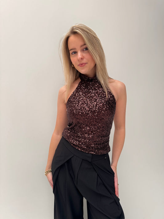 Sparkle halter top - bruin