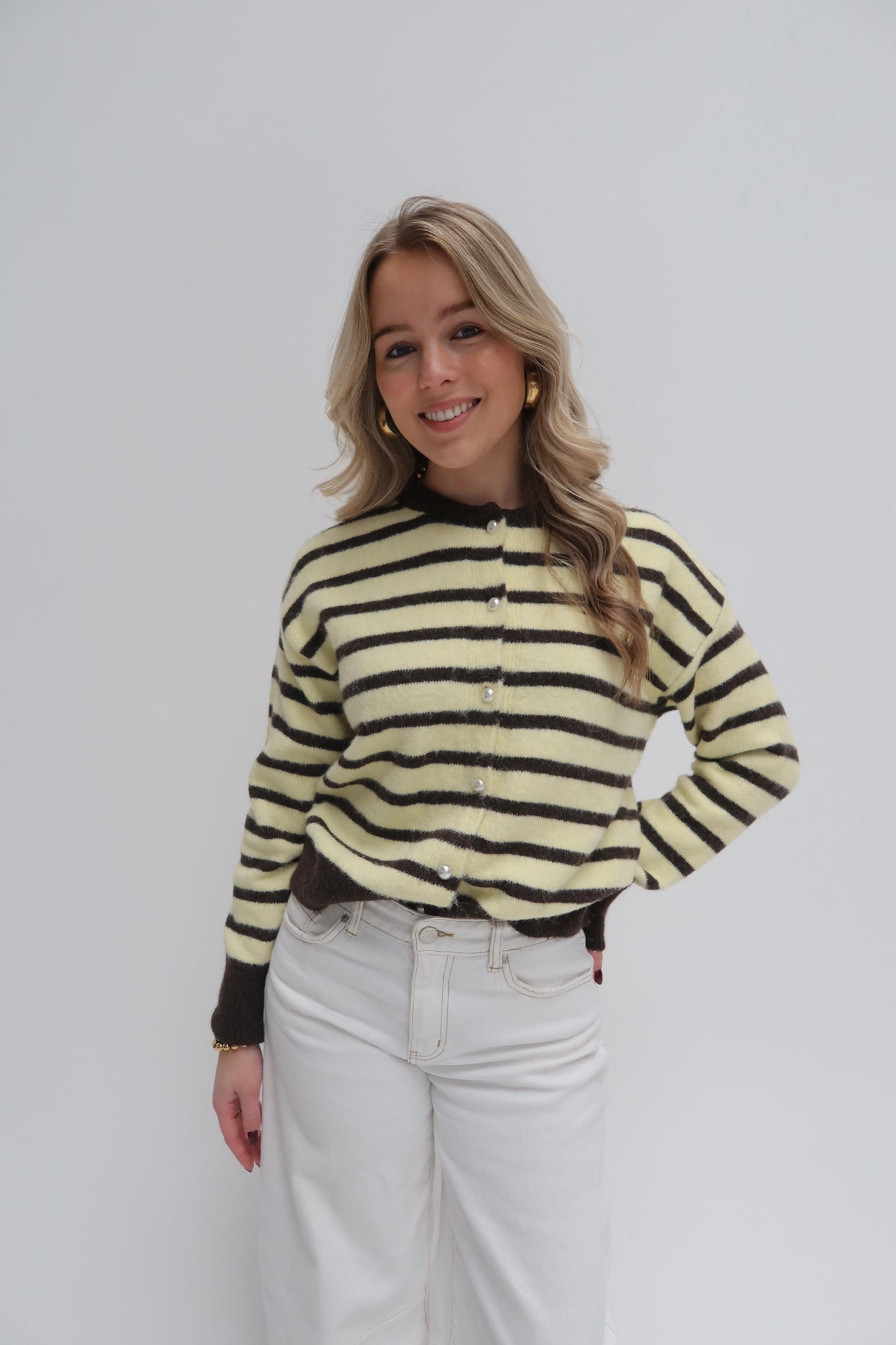 Leya cardigan - bruin/geel