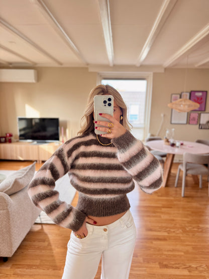 Polly striped knit - bruin/roze