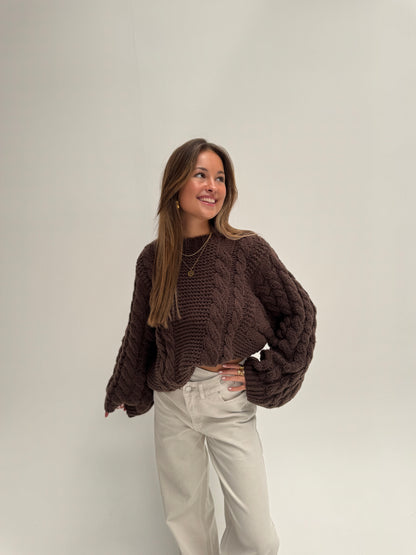 Lauren kabel knit - bruin