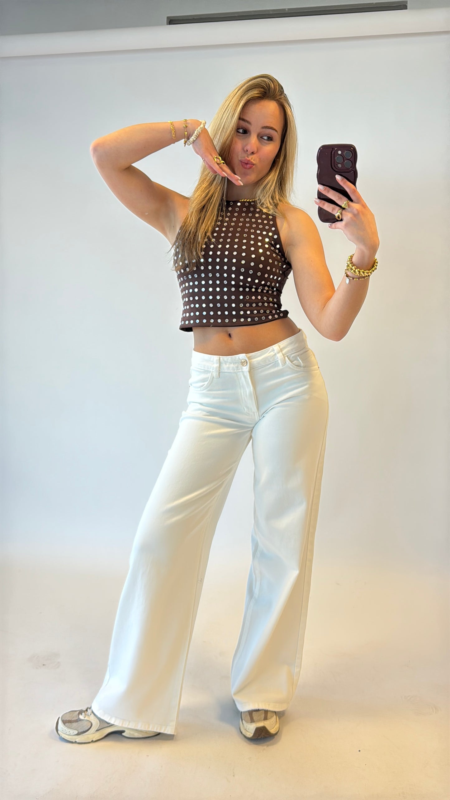 Studs tanktop - bruin