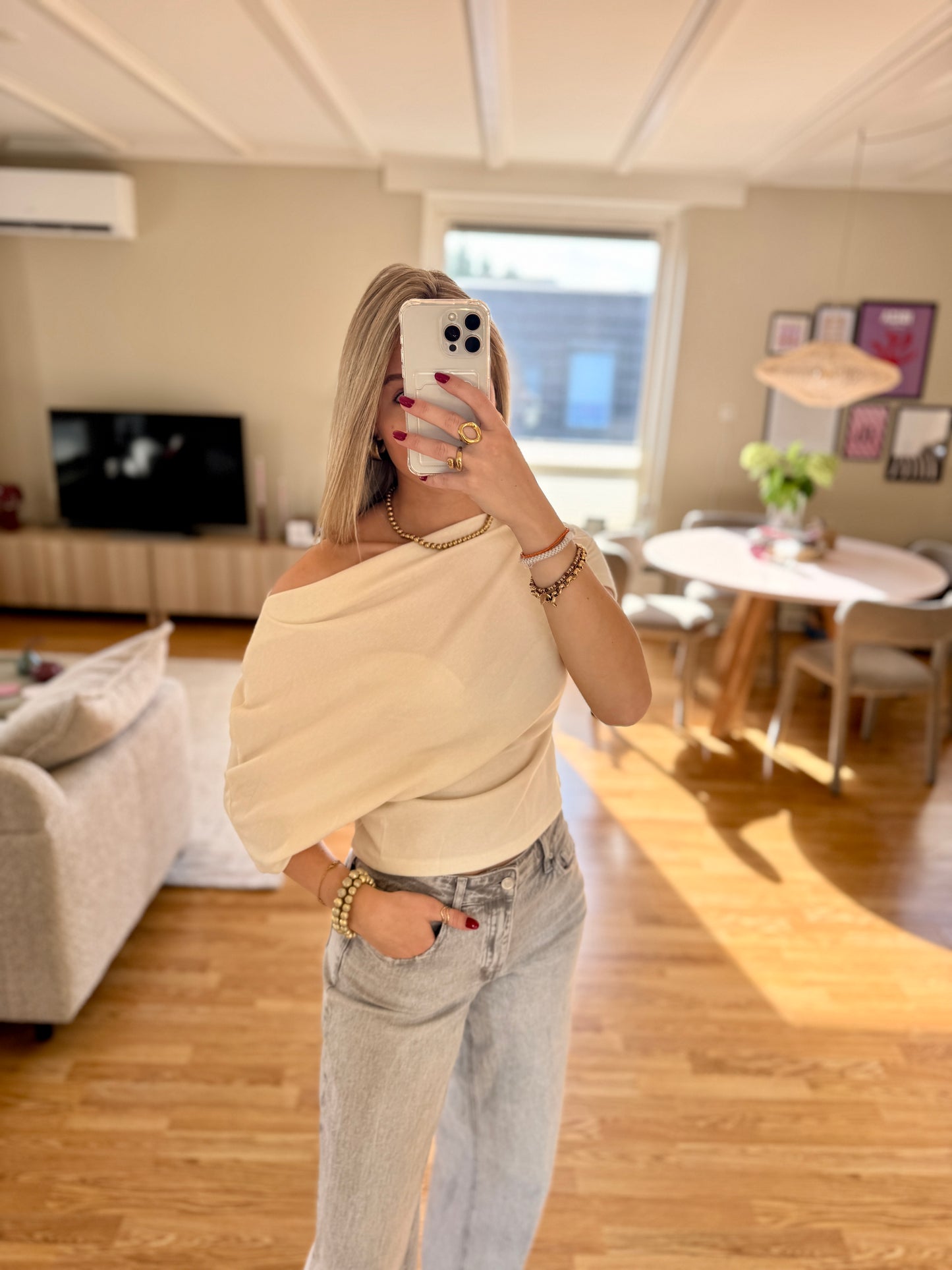Lidy off shoulder top - crème