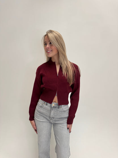 Sofie zip knit - bordeaux