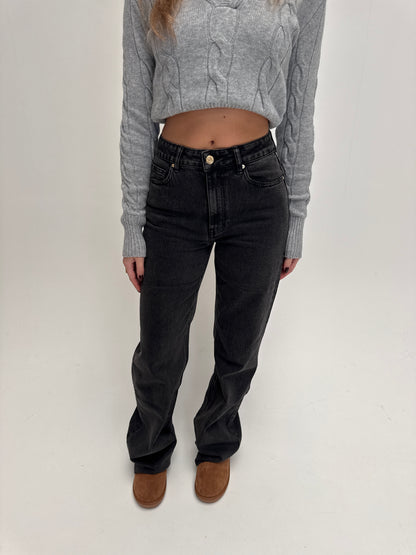 Wide leg jeans Queenhearts - darkgrey/black