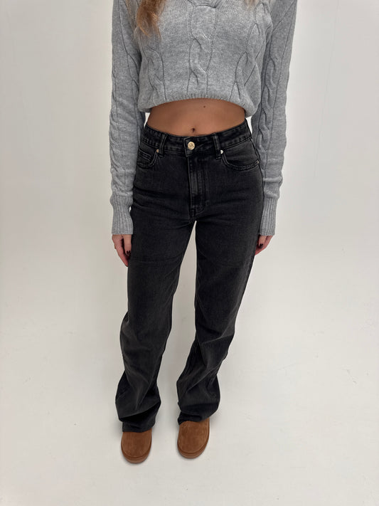 Wide leg jeans Queenhearts - darkgrey/black