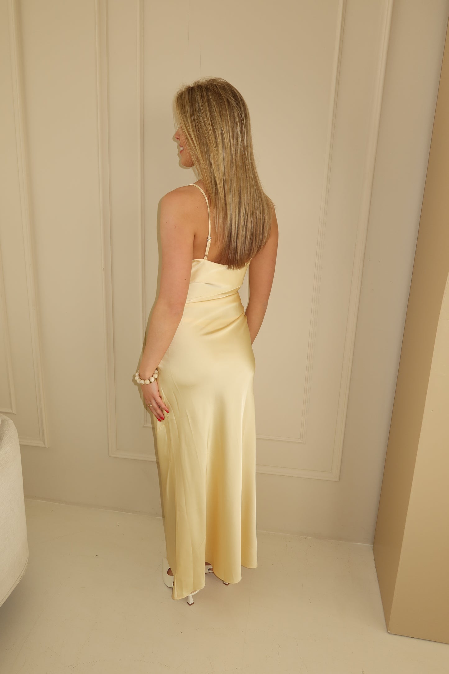 Aveline satin dress - butteryellow