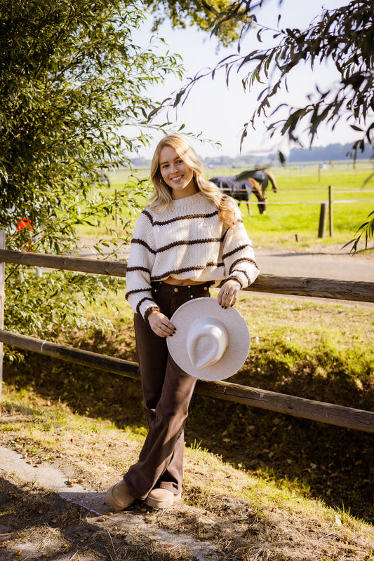 Romee knit - beige bruin gestreept
