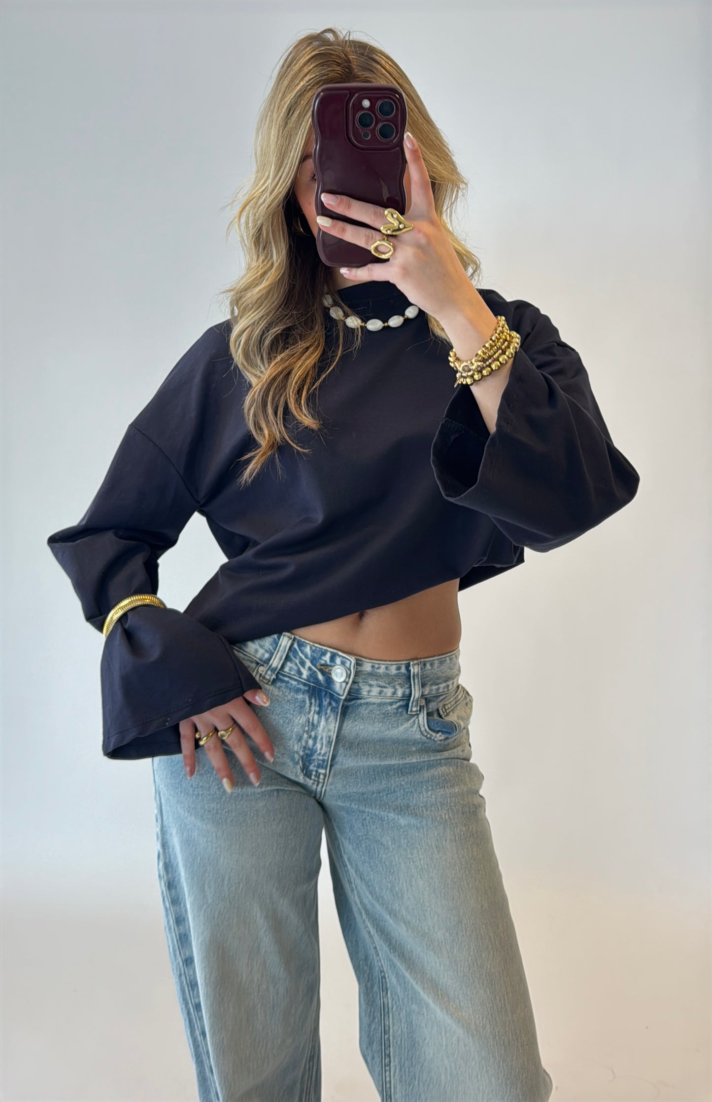 Lana longsleeve top - navy