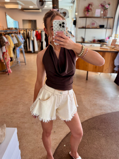 Ibiza fringe short - beige