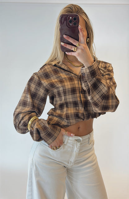 Vintage tailored blouse - bruin