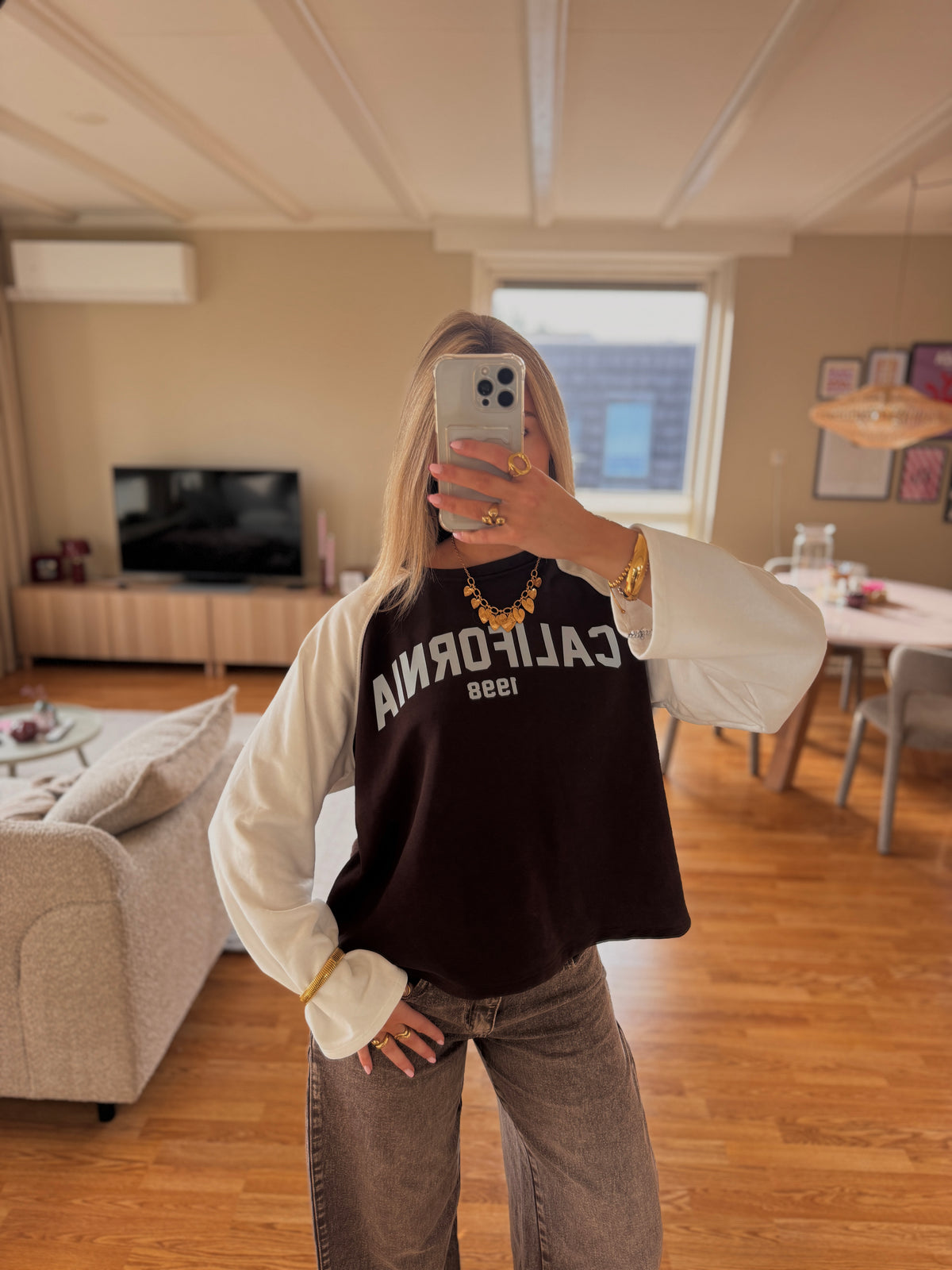 California longsleeved top - wit/bruin