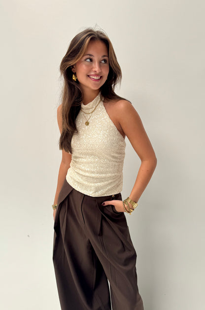 Sparkle halter top - champagnegoud