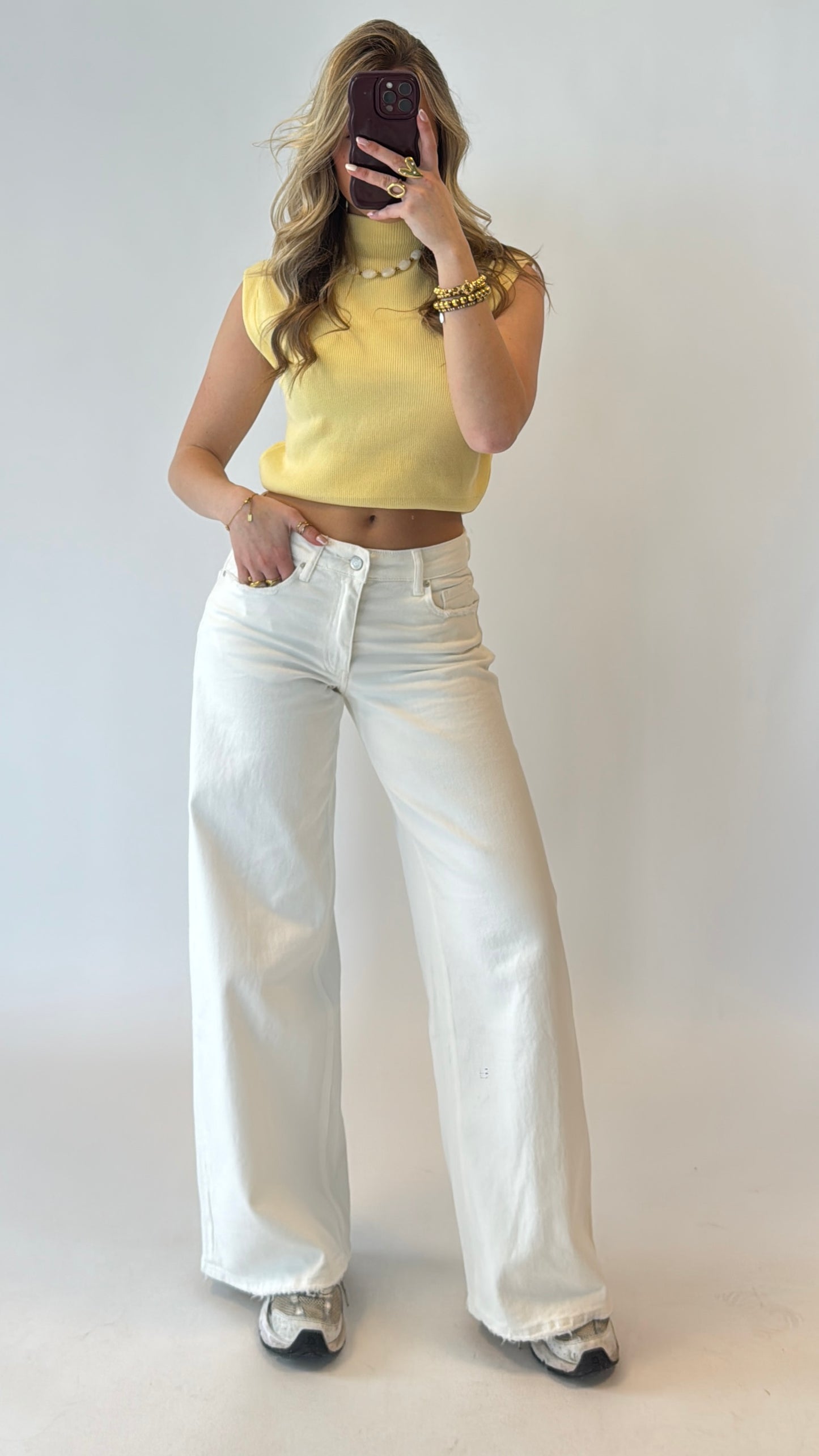 Wide leg jeans - low waist Queenhearts - wit