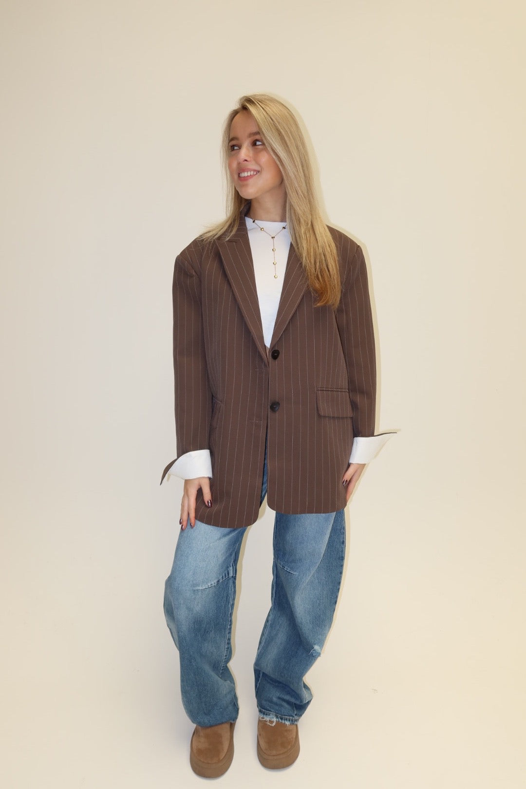 Maddie pinstripe blazer - bruin