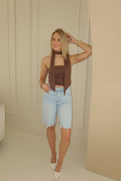 Camille scarf tube top - bruin