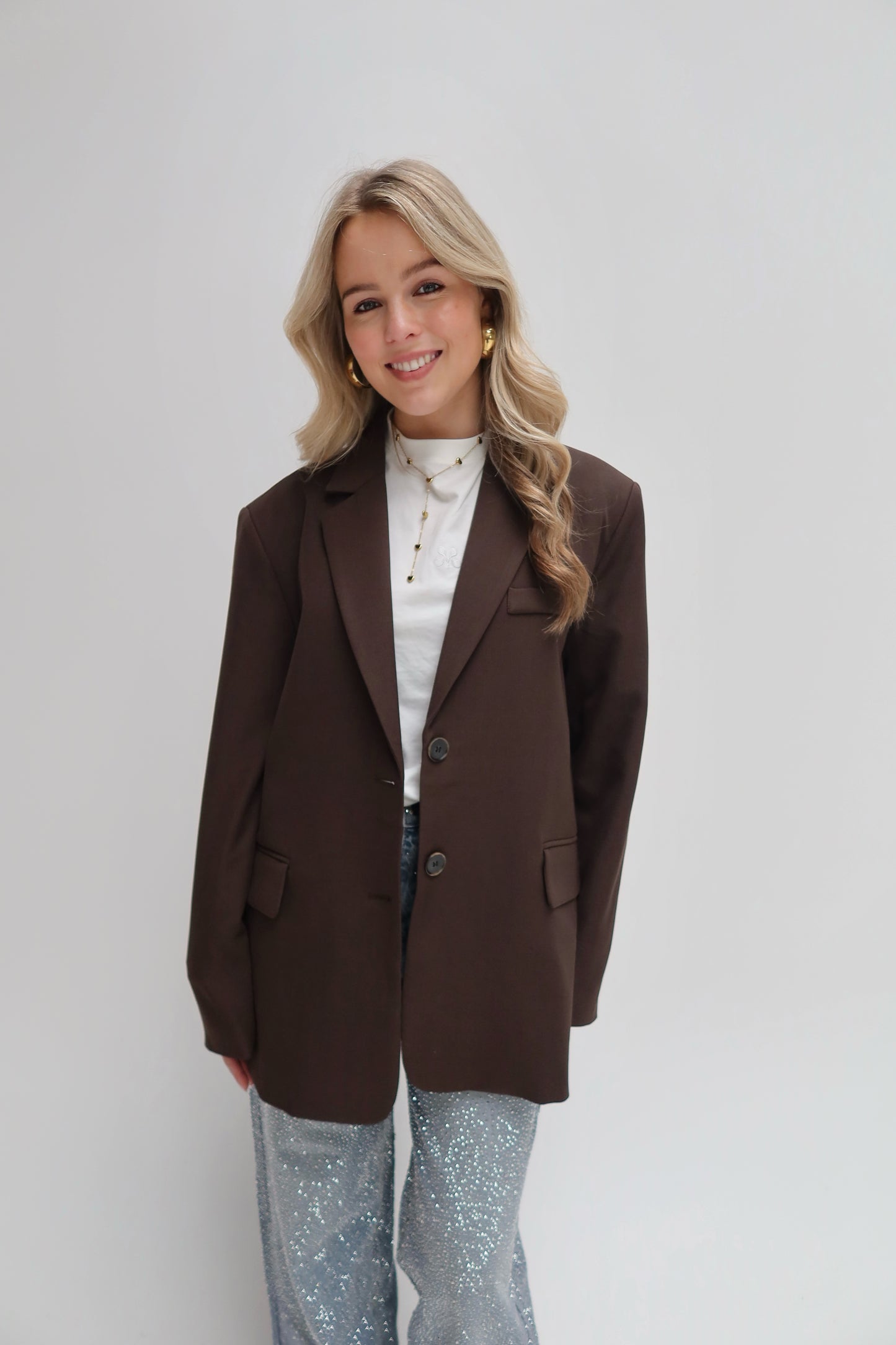 Mikky split blazer - bruin