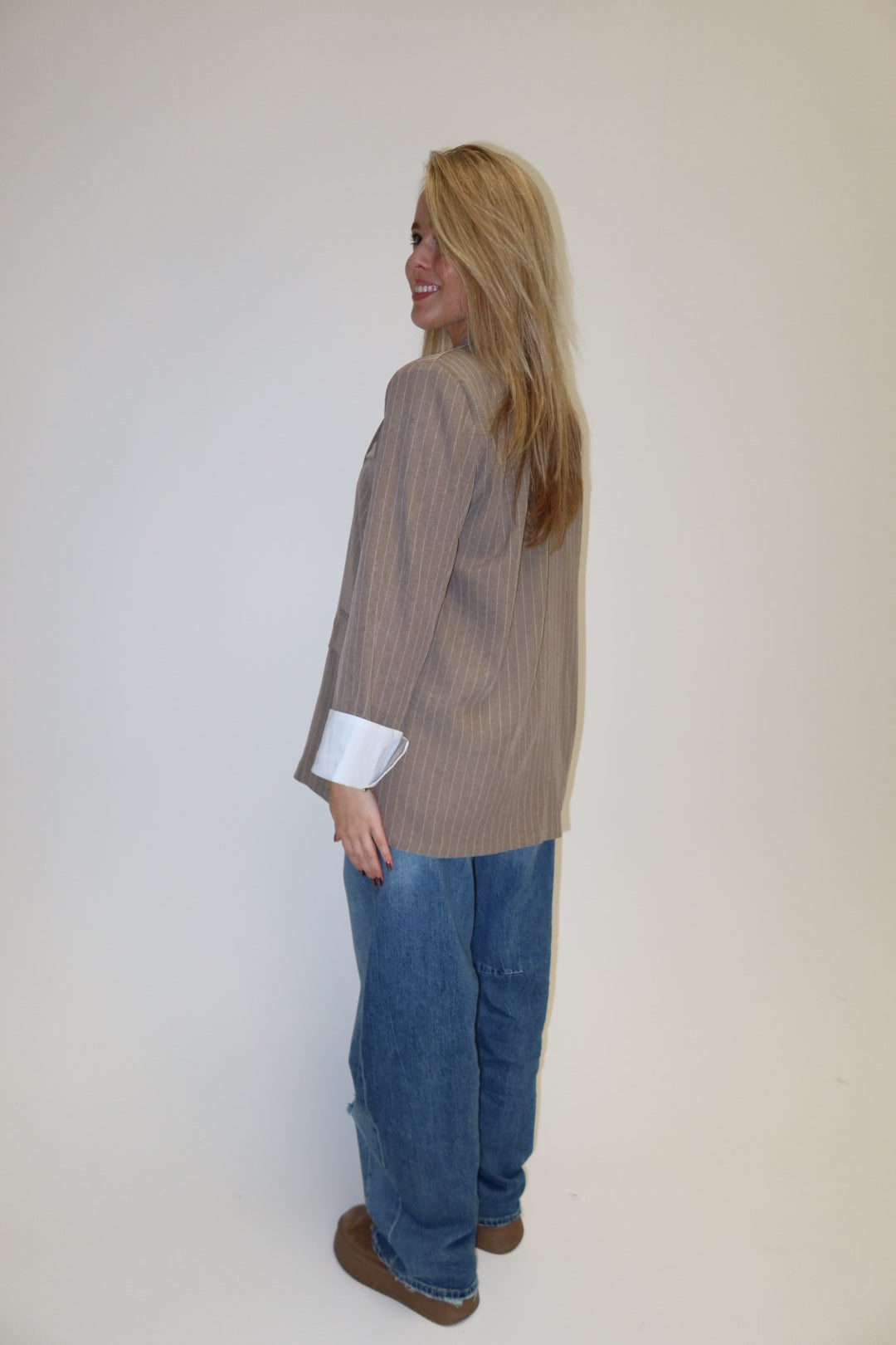 Sanne pinstripe blazer - taupe