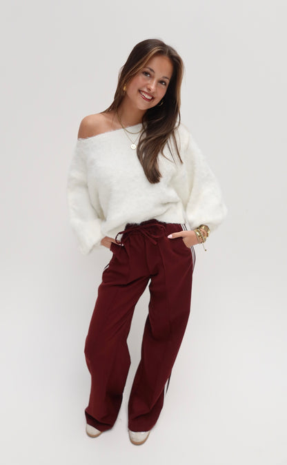 Ella jogger - striped burgundy