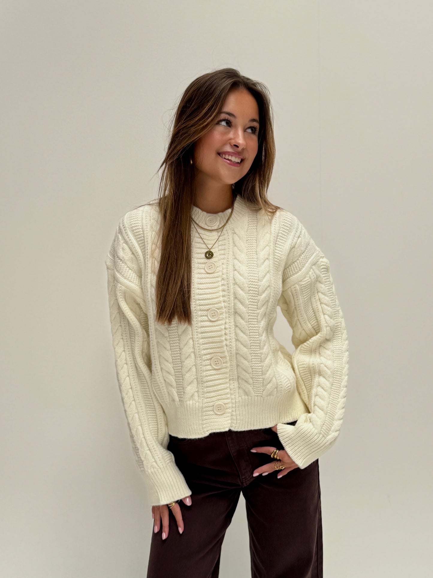 Sarah kabel knit cardigan - offwhite