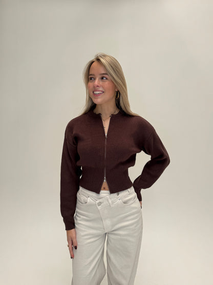 Sofie zip knit - bruin