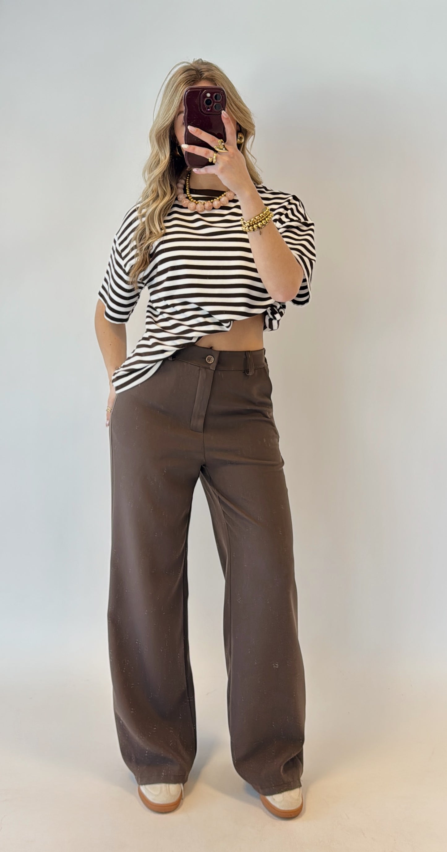 Meggie striped shirt - bruin