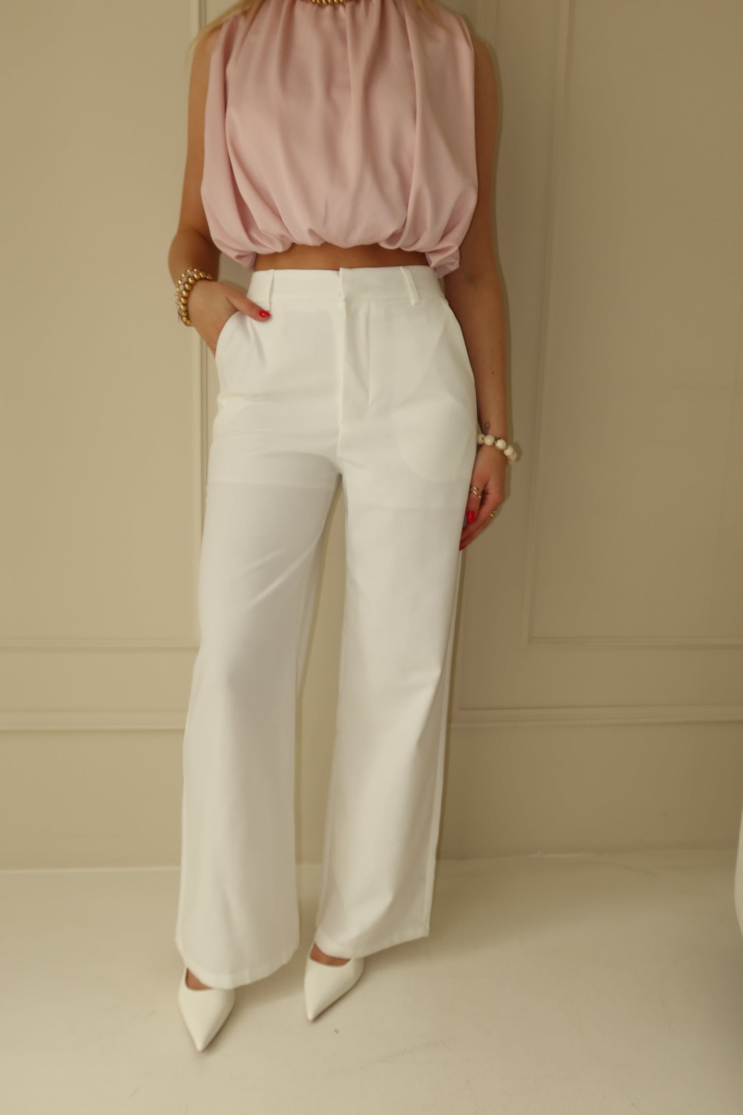 Lydia wide leg pantalon - wit